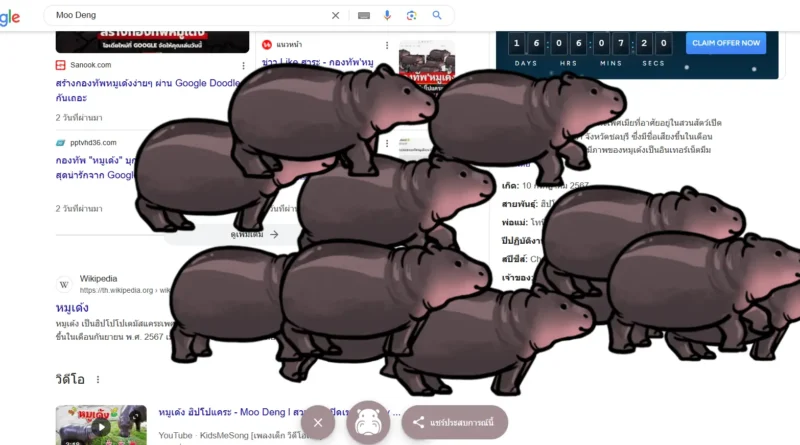 Google ชวน "หมูเด้ง" วิ่งเล่นบนหน้าค้นหา